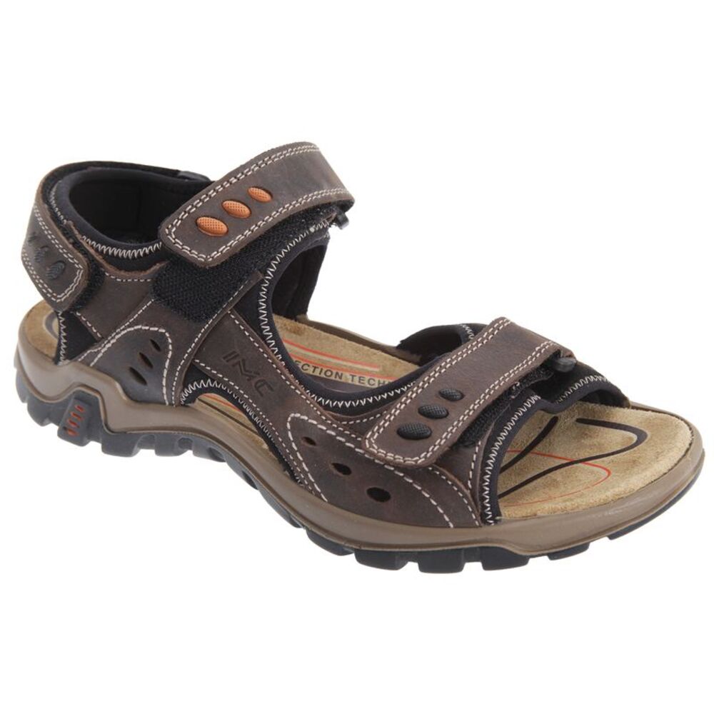 IMAC Mens 3x Touch Fastening Waxy Leather Deluxe Summer Beach Sports Sandals / B
